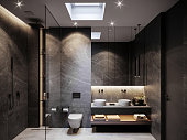 Modern dark bathroom interior