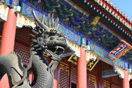 Kyoto, Japan – June 12, 2023: Big dragon in Higashi Honganji temple.