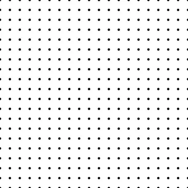 Vector illustration of Black dots on white background seamless pattern. Monochrome polka dot abstract background for textile design.