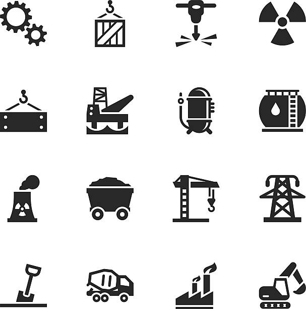 Heavy Industry Silhouette Icons Heavy Industry Silhouette Vector File Icons. hook equipment illustrations stock illustrations