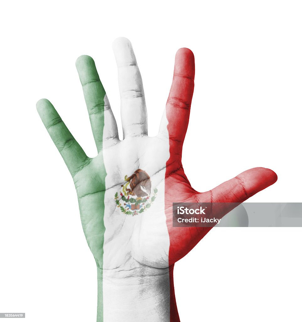 Offene hand heben, multi-Zweck-Konzept, Mexiko Flagge gemalt - Lizenzfrei Fußball Stock-Foto