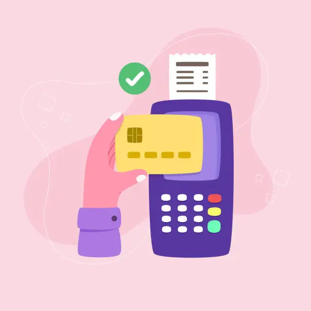 Vector illustration of Payment terminal with credit card