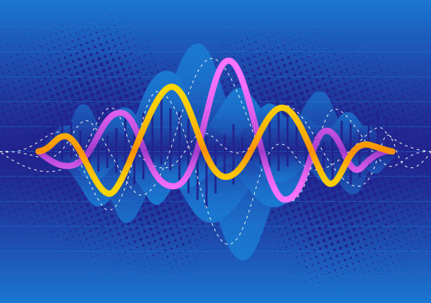 wykresy fal lub koncepcja fal dźwiękowych - investment finance frequency blue stock illustrations