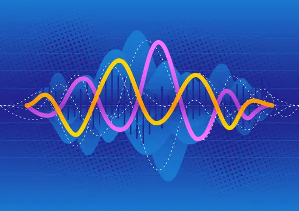Vector illustration of Wave Graphs or Sound Waves Concept