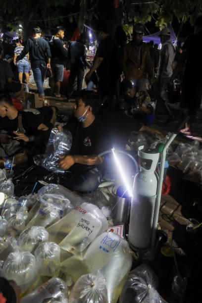 indulgência comunal: negócios crepusculares no mercado noturno de peixe de jatinegara - dealings - fotografias e filmes do acervo