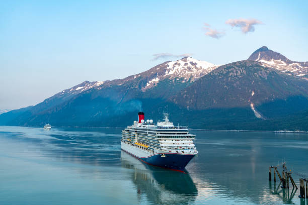 Skagway harbor view at dusk, Alaska, USA Skagway harbor view at dusk, Alaska, USA. sound port stock pictures, royalty-free photos & images