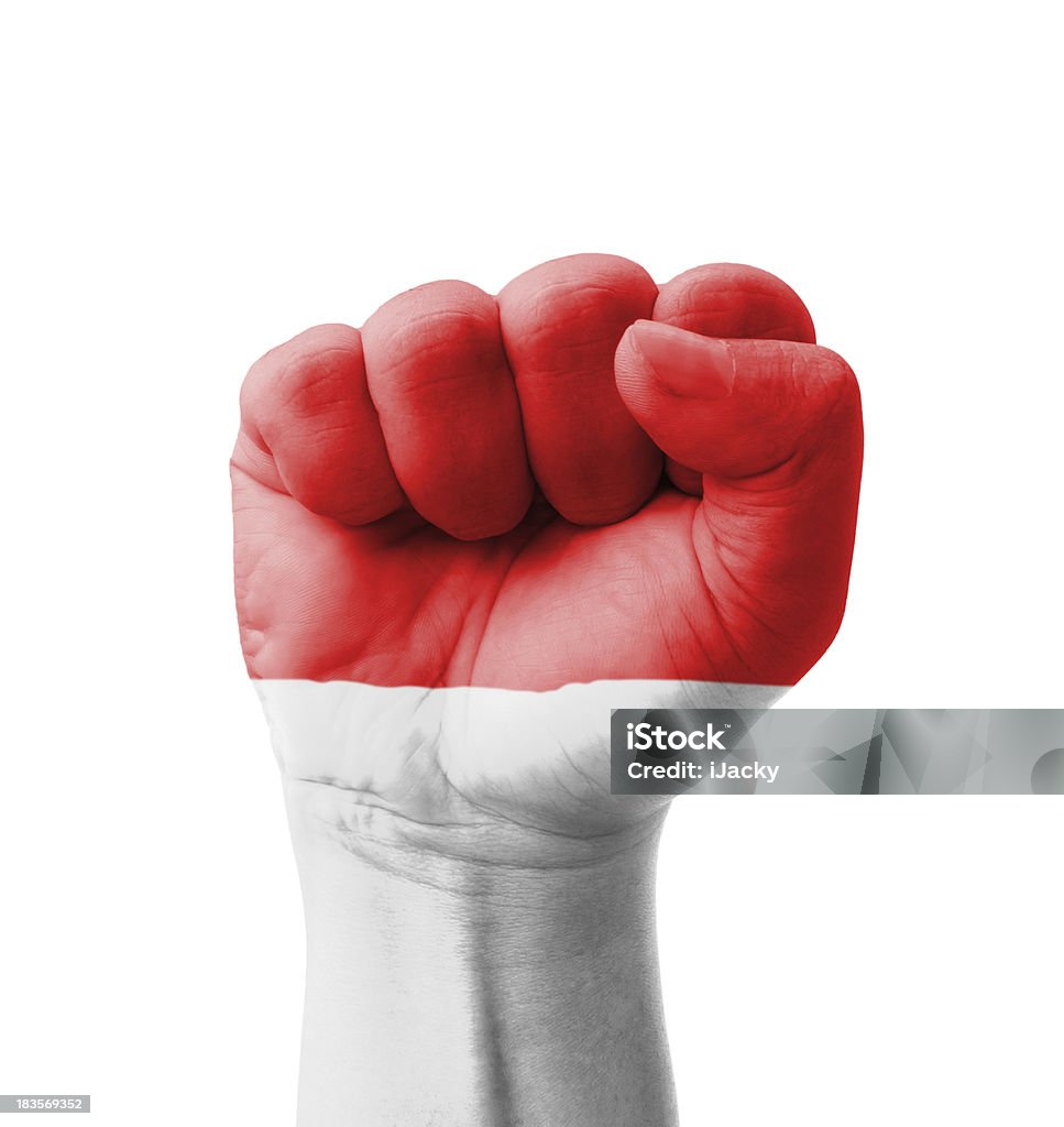 Fist of Indonesia flag painted, multi purpose concept Fist of Indonesia flag painted, multi purpose concept - isolated on white background Adult Stock Photo