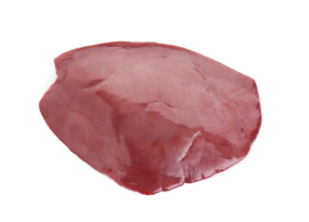 istock Piece of raw beef liver isolated on white, above view 1835696258