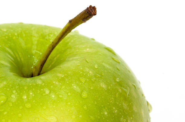 istock Green Apple wet close up 183571198