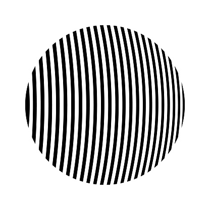 Striped circle, diagonal curved lines. NOTE: Each segment is its own shape, no mask used.