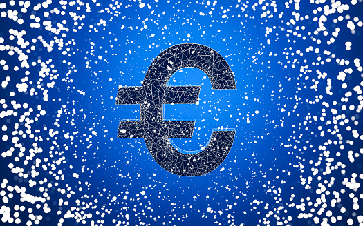 Euro Symbol on Snowy Background