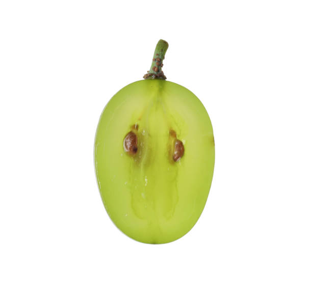 istock Half of delicious ripe green grape isolated on white 1835733687