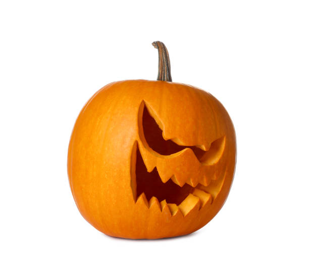 istock Carved pumpkin for Halloween isolated on white 1835743396