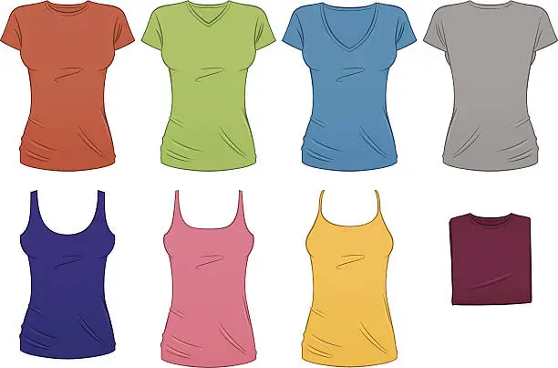 Vector illustration of Women's Tees and Tanks in Any Color