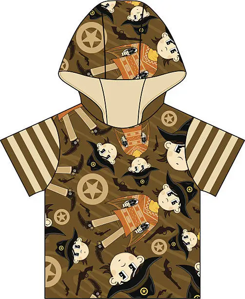 Vector illustration of Cowboy Patterned Kids Hoodie