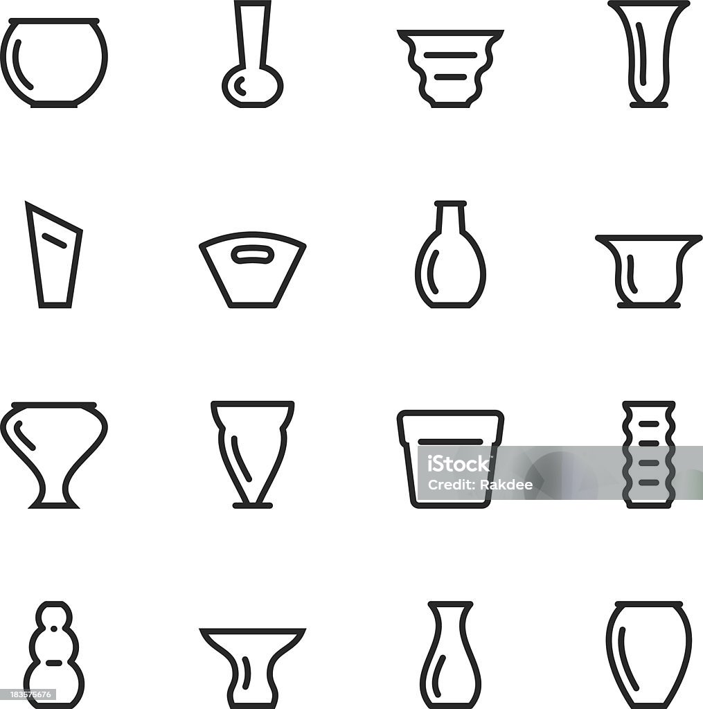 花瓶とポットシルエットアイコンセット 1 - アイコンのロイヤリティフリーベクトルアート