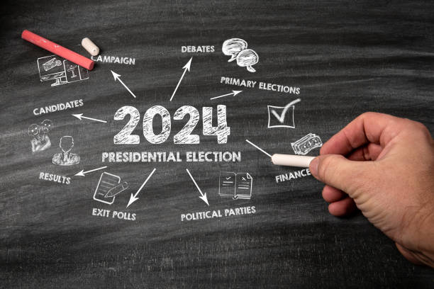 istock 2024 Presidential Election Concept. Black scratched textured chalkboard background 1835761714