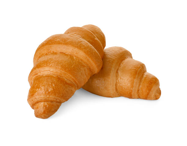 istock Delicious croissants isolated on white. Freshly baked pastries 1835771909