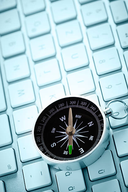 istock Compass and stock market chart 183578763