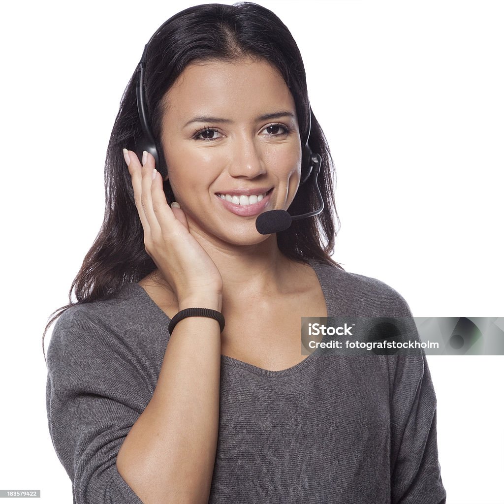 Lächelnd call center Frau mit headset - Lizenzfrei Telefonist Stock-Foto