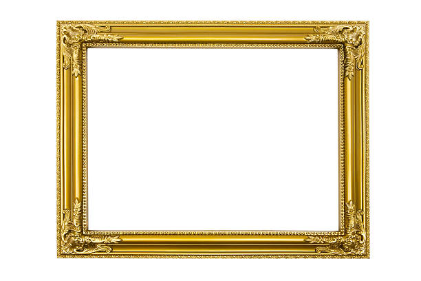 golden picture frame (clipping path included) - guldgul fotografier bildbanksfoton och bilder