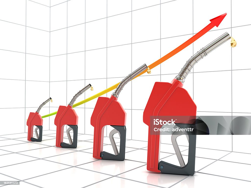 Rising oil prices 3D chart about globally rising oil prices with gradually growing red oil pumps.Similar images: Abstract Stock Photo