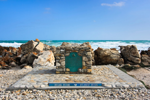 Cape Agulhas - the southernmost tip of Africa and dividing point between the Indian and the Atlantic Ocean.