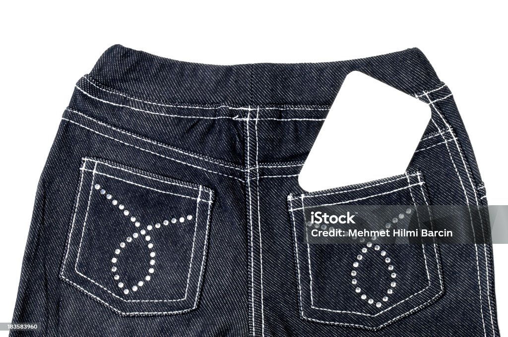 Cartão em branco do bolso da calça Jeans do bebê - Foto de stock de Algodão - Material Têxtil royalty-free