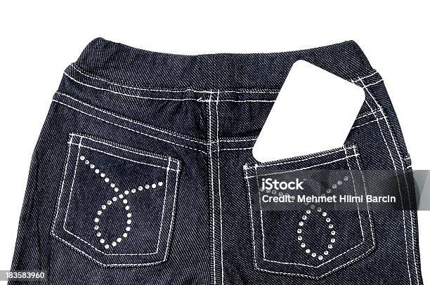 Foto de Cartão Em Branco Do Bolso Da Calça Jeans Do Bebê e mais fotos de stock de Algodão - Material Têxtil - Algodão - Material Têxtil, Bolso, Branco