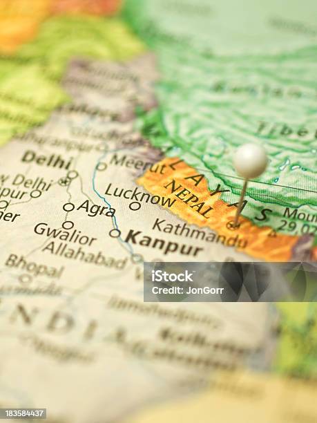 Map Of Nepal And Northern India Stock Photo - Download Image Now - Lucknow, Map, Nepal
