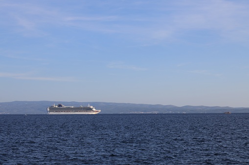 Picturesque view of calm sea with ferry