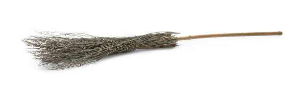 istock Old broom with wooden handle isolated on white 1835861853