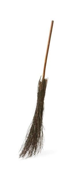 istock Old broom with wooden handle isolated on white 1835862394