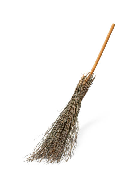istock Old broom with wooden handle isolated on white 1835862929