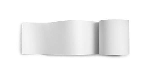 Roll of thermal paper for receipt isolated on white, top view
