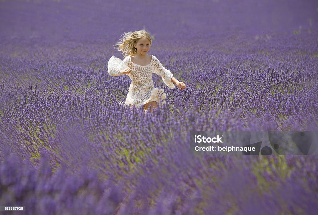 幸せな少女のジャンプの「lavander - 写真のロイヤリティフリーストックフォト