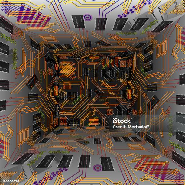 Chip Microcircuito - Immagini vettoriali stock e altre immagini di Astratto - Astratto, Chip del computer, Complessità