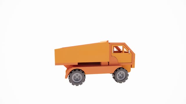 3D Animation Video Isolated Model Rendering Miniature Wooden Truck