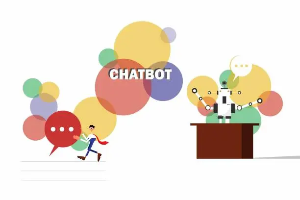 Vector illustration of Job assistance, chatbot and employees
