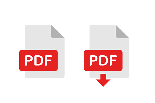 PDF download vector icon, pdf file format sign with arrow