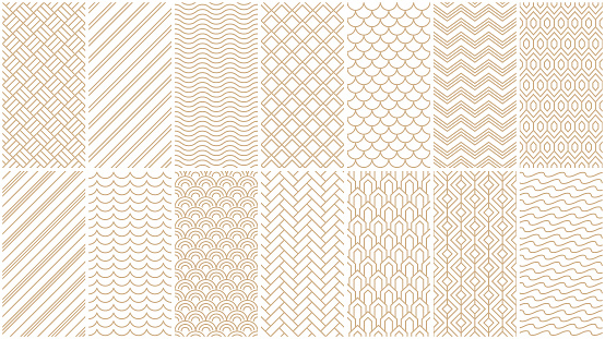 Set of seamless geometric patterns. Vector backgrounds.