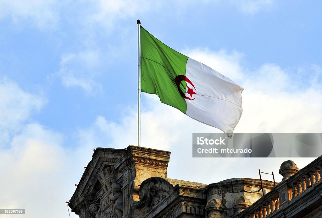 Oran, Algeria: Algerian flag - City Hall Oran, Algeria: Algerian flag flying over the City Hall - photo by M.Torres Algeria Stock Photo