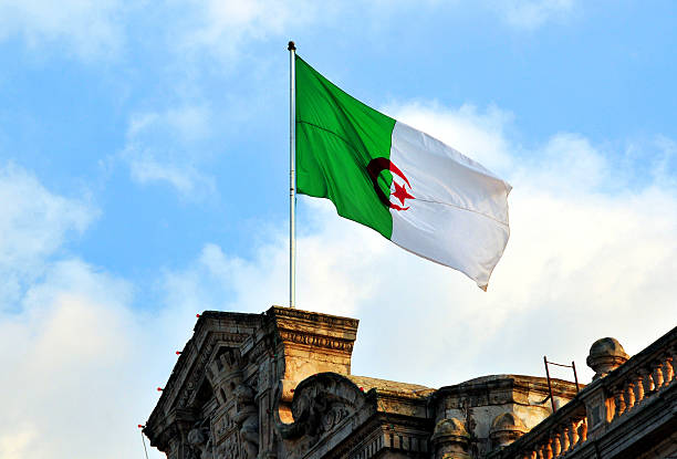 Oran, Algeria: Algerian flag - City Hall Oran, Algeria: Algerian flag flying over the City Hall - photo by M.Torres algeria stock pictures, royalty-free photos & images