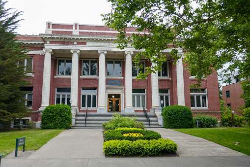 Redmond, Oregon, USA - April 15th, 2024: Redmond High School exterior. Home of the Panthers sign