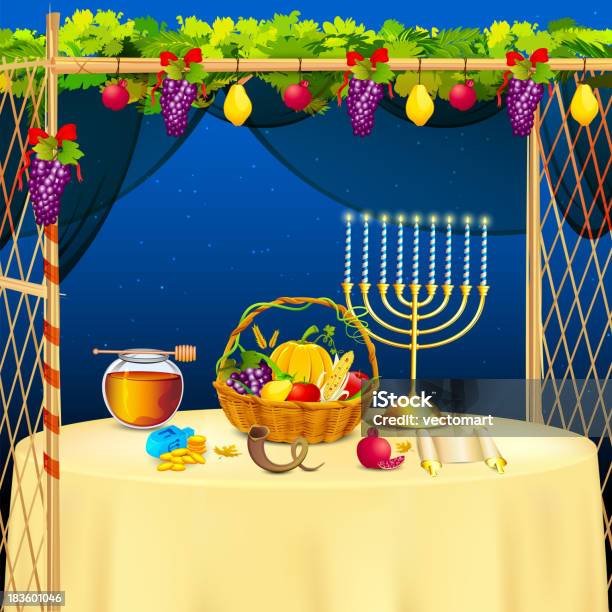 Sukkot Sukkah Für Feiern Stock Vektor Art und mehr Bilder von Feiern - Feiern, Laubhüttenfest, Ast - Pflanzenbestandteil