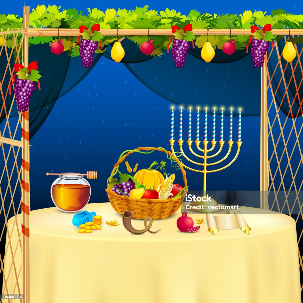 Kuczka na świętowanie Sukkot - Grafika wektorowa royalty-free (Sukkot)