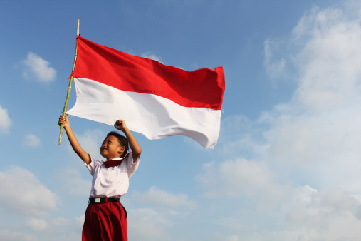 Student with Indonesian flag