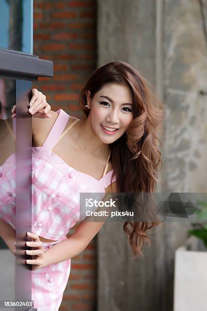 Beautiful Young Woman Posing Alone At The Outdoor Cafe Stock Photo - Download Image Now