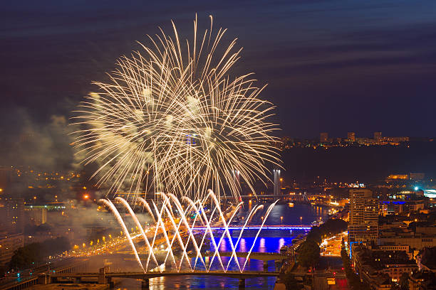 istock Fireworks in Rouen at a summer night 183604213