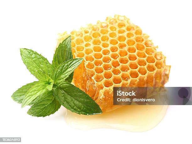 Honeycomb With Mint Stock Photo - Download Image Now - Honey, Honeycomb - Animal Creation, Mint Leaf - Culinary